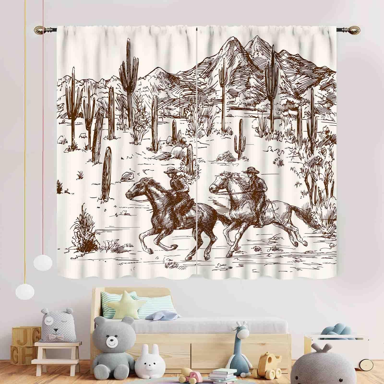 Western Curtains for Bedroom, Rustic Farmhouse Cowboys Riding Horse Wild West…