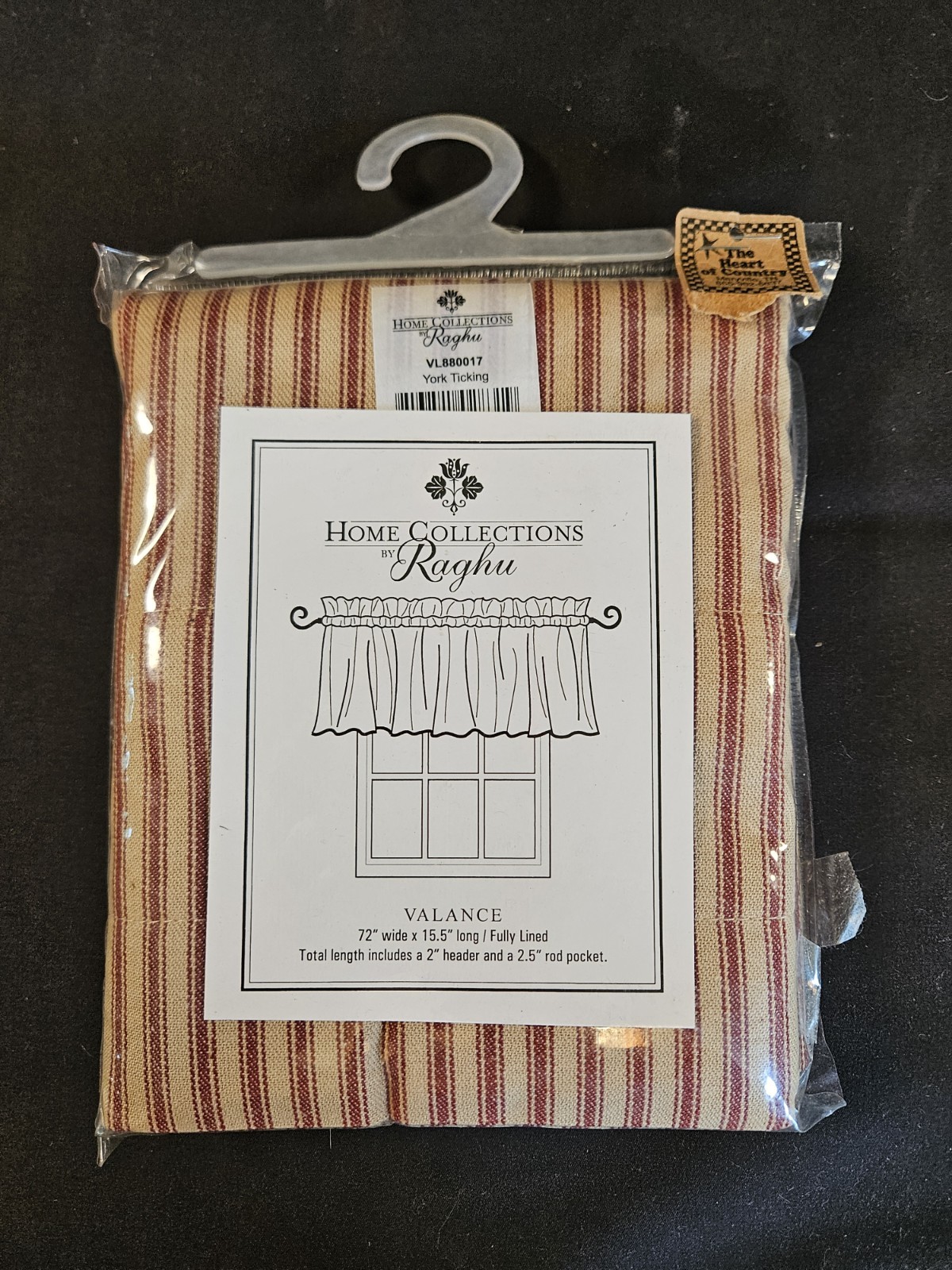 Home Collections By Raghu Red York Ticking Valance Farmhouse Americana