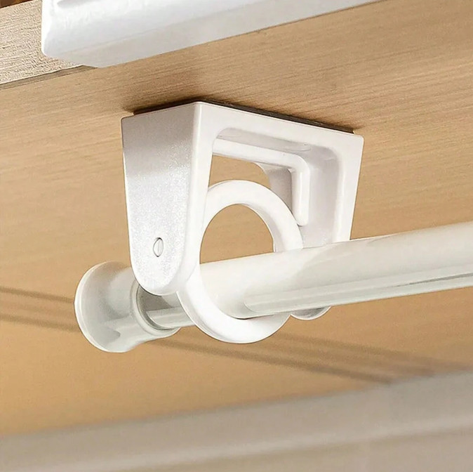 4pcs Twist Lock Curtain Rods – Angled Ends, Screw-Free, Silver Tone for Kitchen