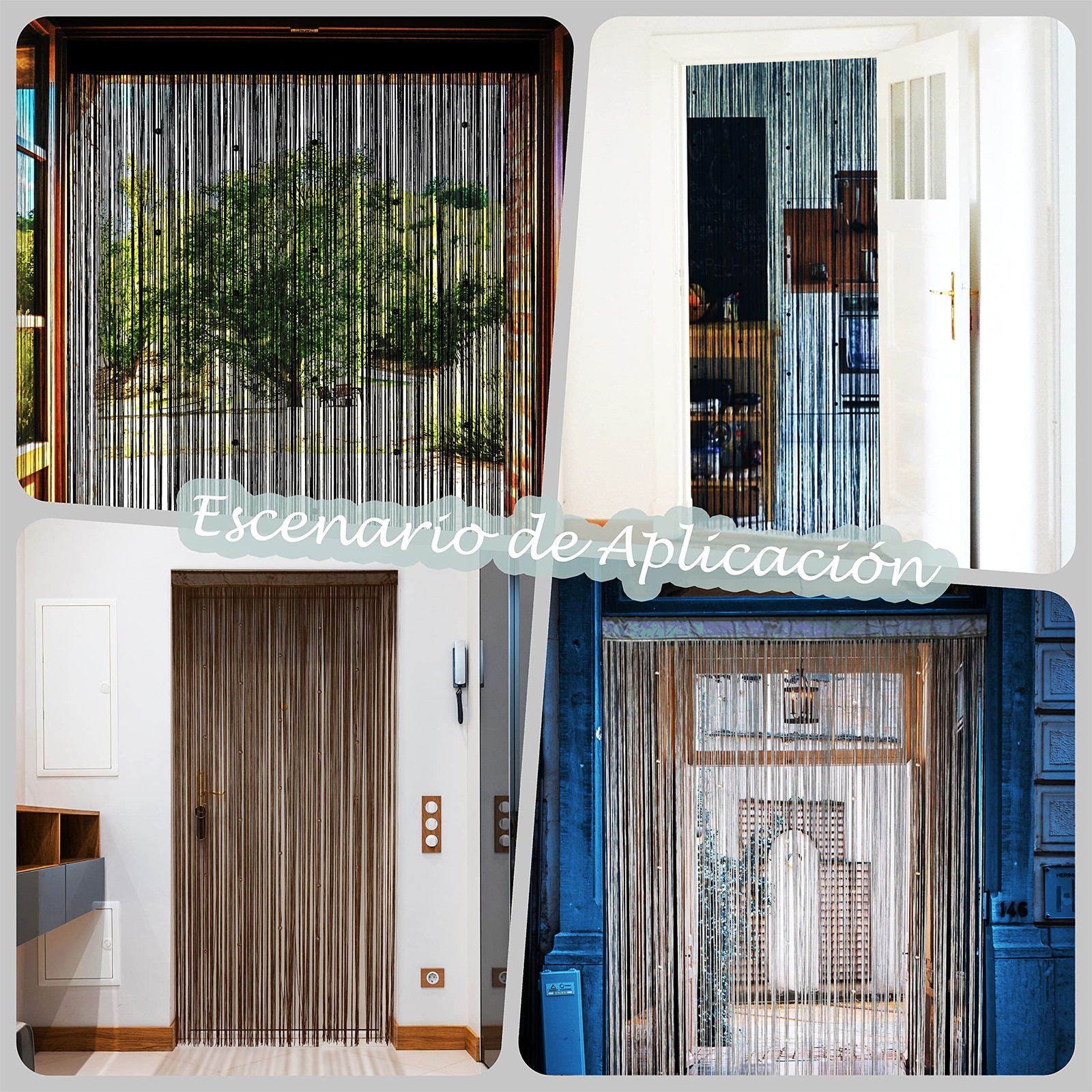Beaded String Curtain Grey Boho Room Divider Doorway Window Privacy Panel 39×110