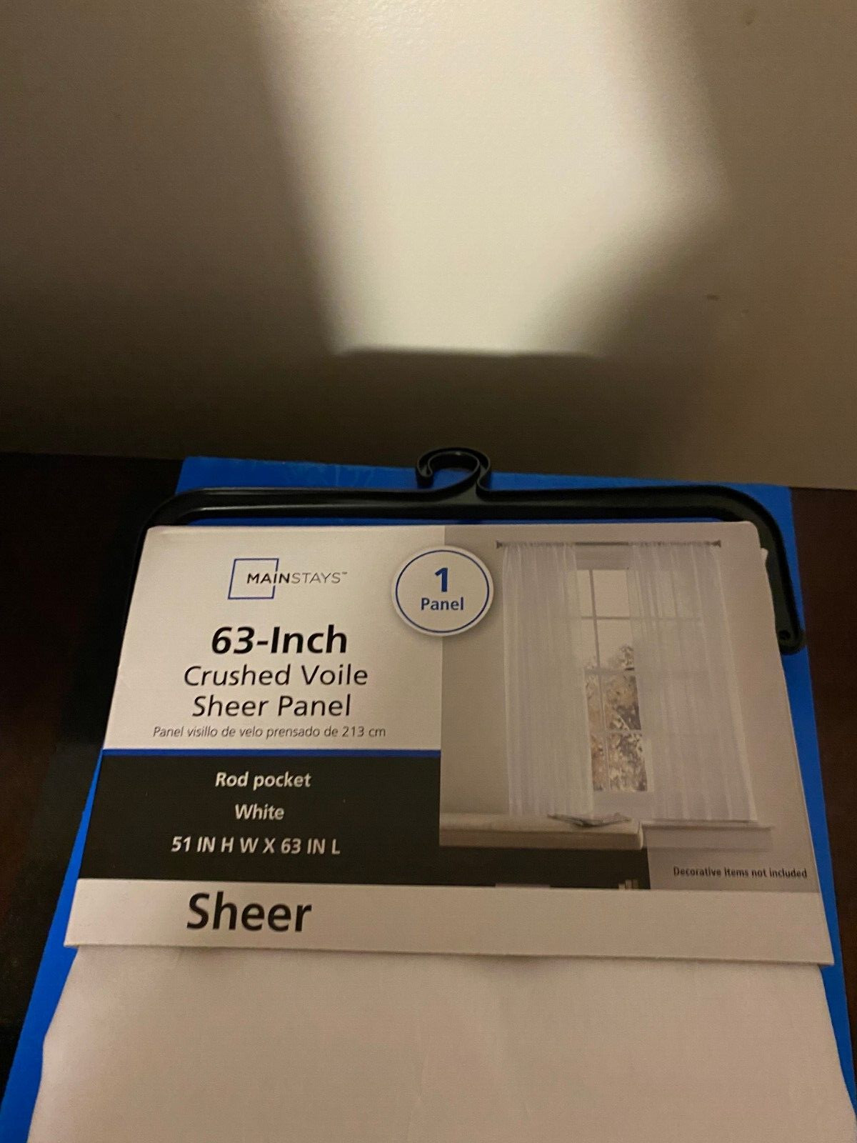 BRAND NEW MAINSTAYS SINGLE PANEL 63 INCH SHEER CRUSHED VOILE CURTAIN WHITE