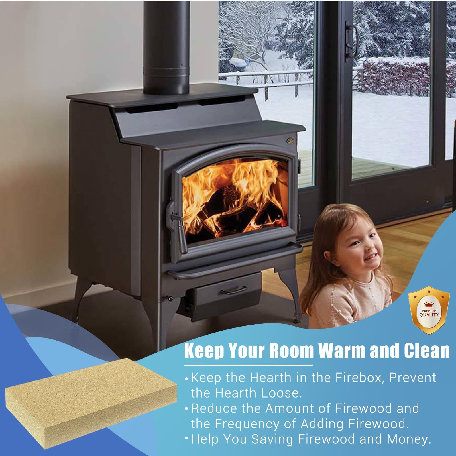 Woodstove Firebricks, Fire Bricks, Size 9 X 4-1/2 X 3/4, High Temperature Resist