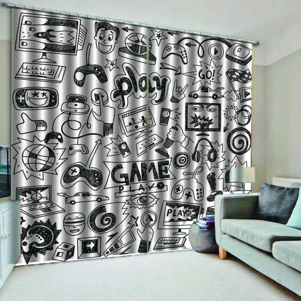 Daily recreational activities Printing 3D Blockout Curtains Fabric Window