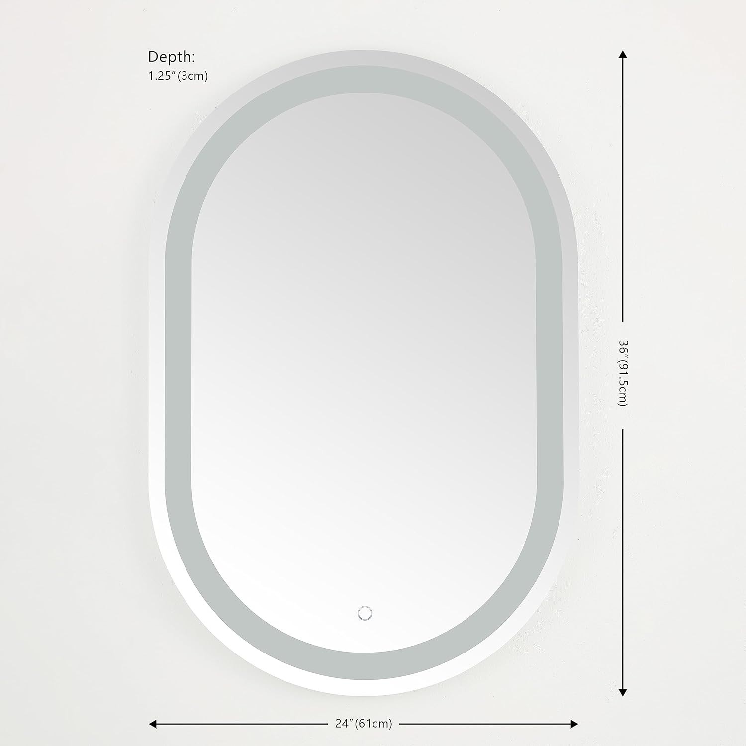 Crosby Oval LED Wall Mirror with Touch Switch for Bedroom & Living Room
