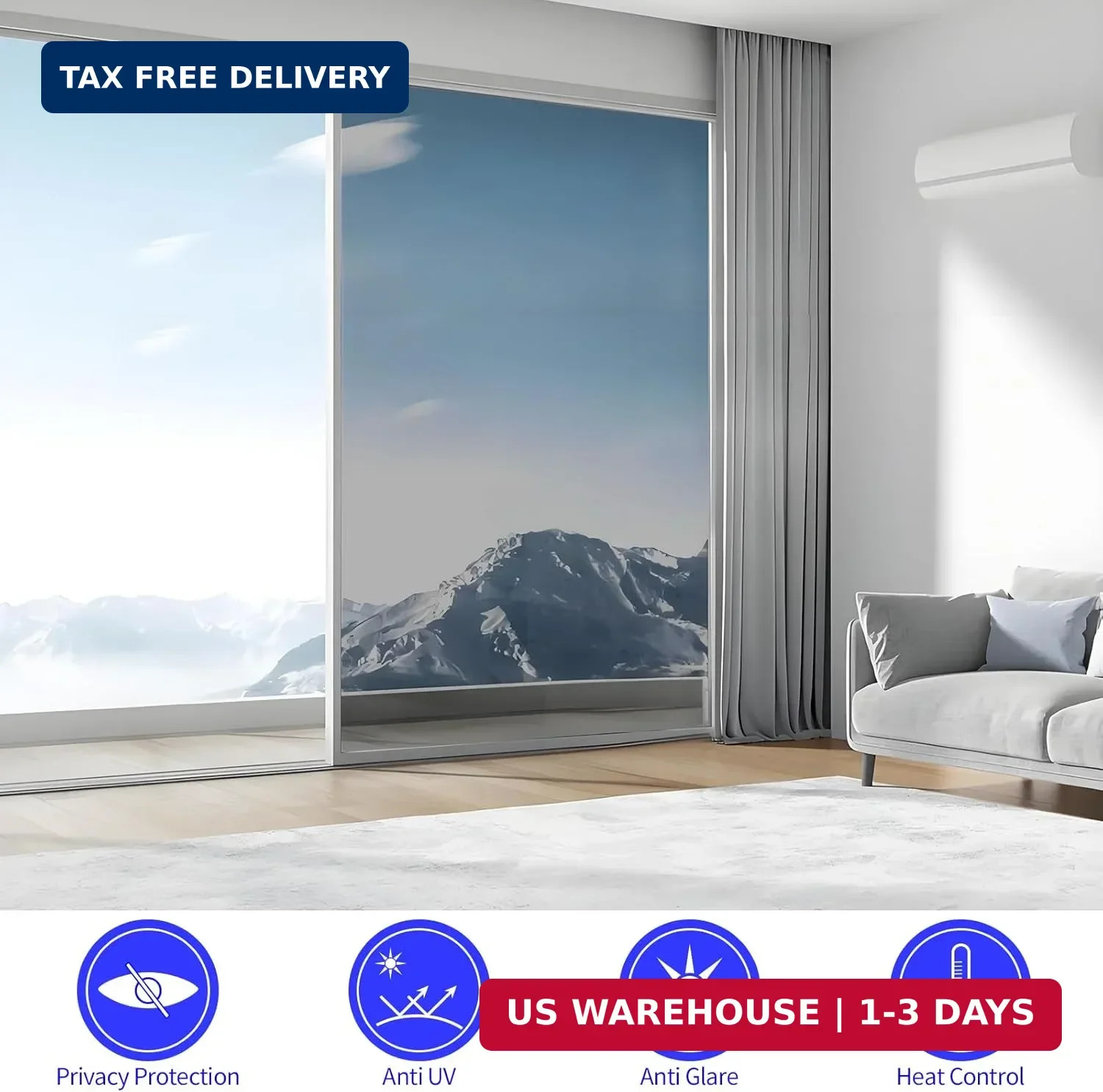Righyo Glass Film One Way Window Privacy, Sun Protection Film, UV Blocking Contr