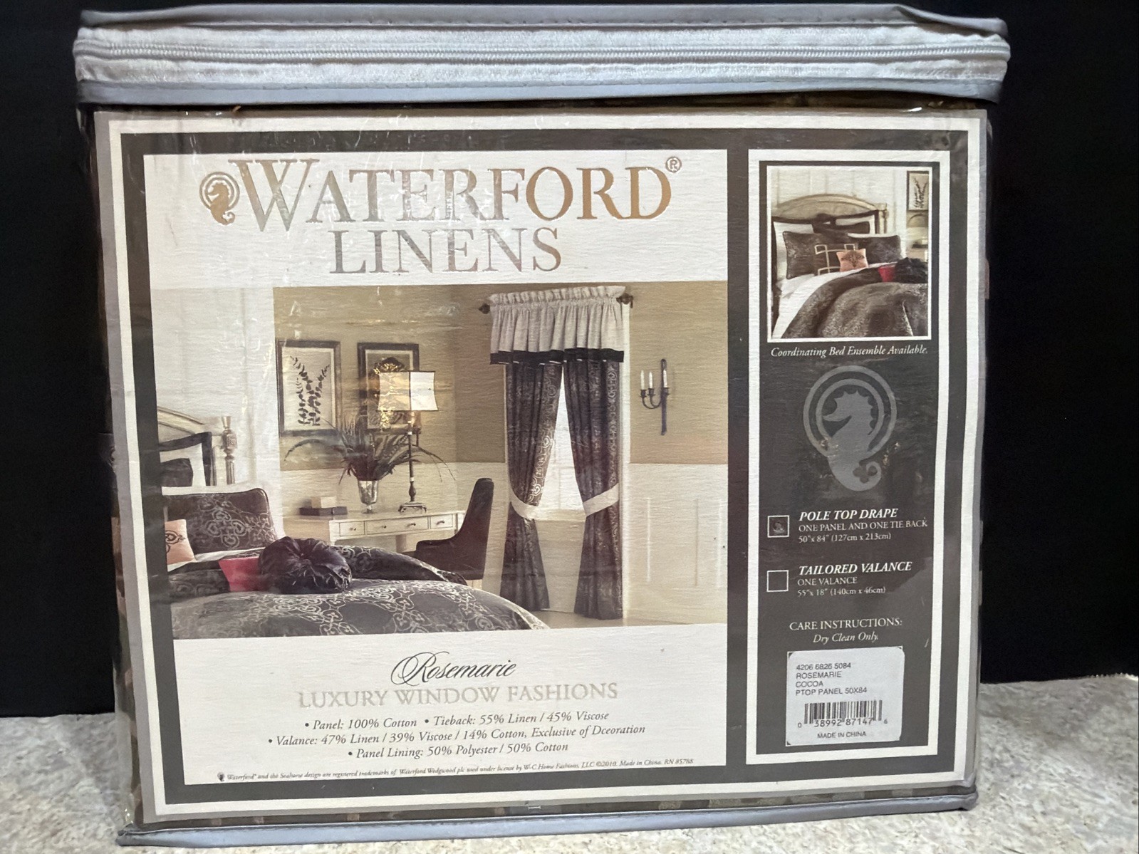 New Waterford Fine Linen Rosemarie Pole Top Window Drape 50in X 84in