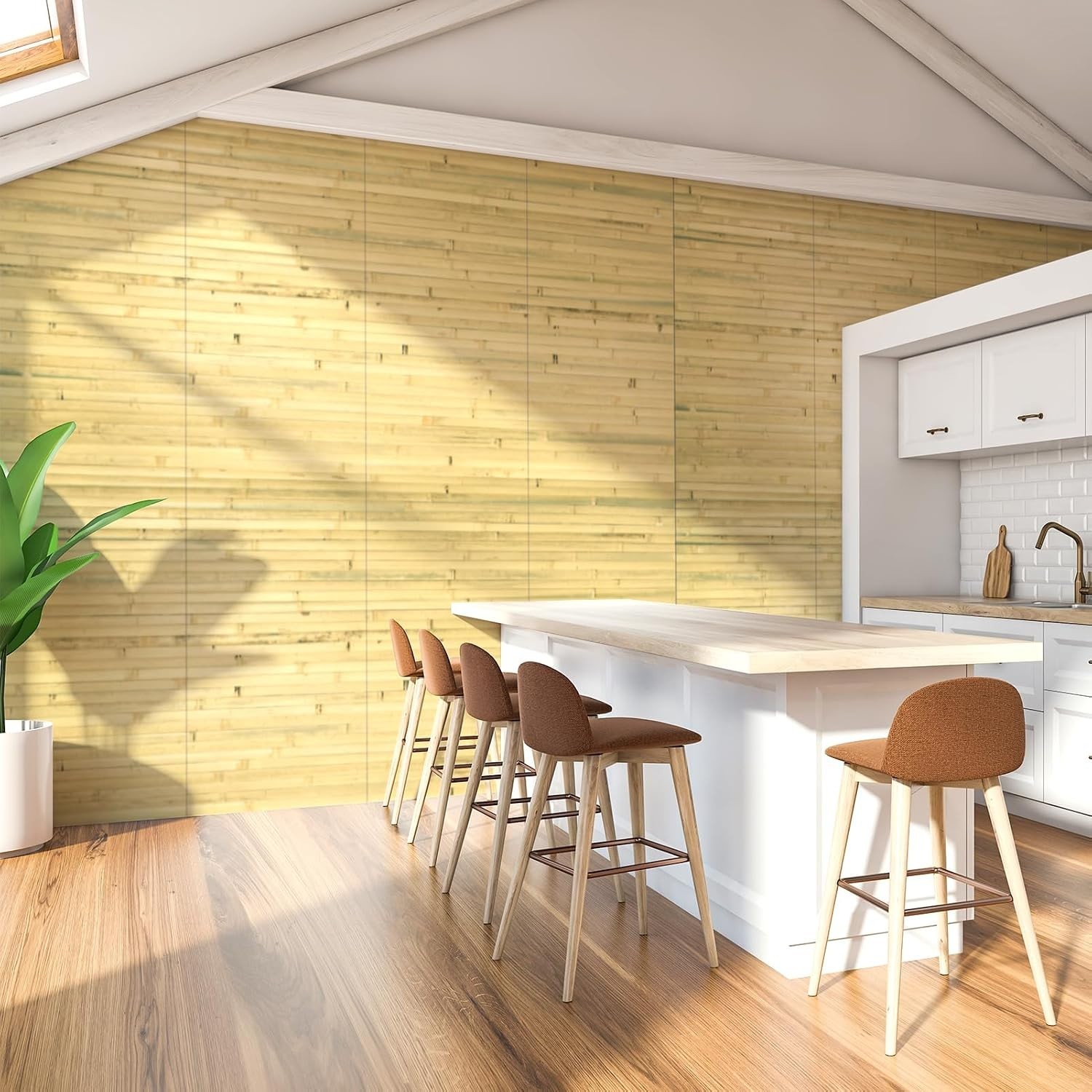 Tropical Bamboo Wall & Ceiling Panel 8 Sq Ft – Natural 1-Pack Decor Solution