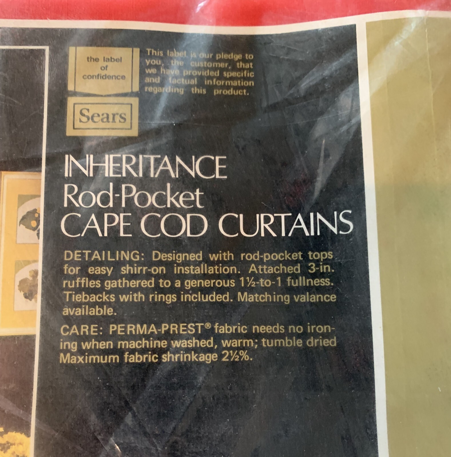 Vtg Sears Cape Cod Curtain Panels Inheritance 84″x63″L Fiesta Red 2 Sets NEW