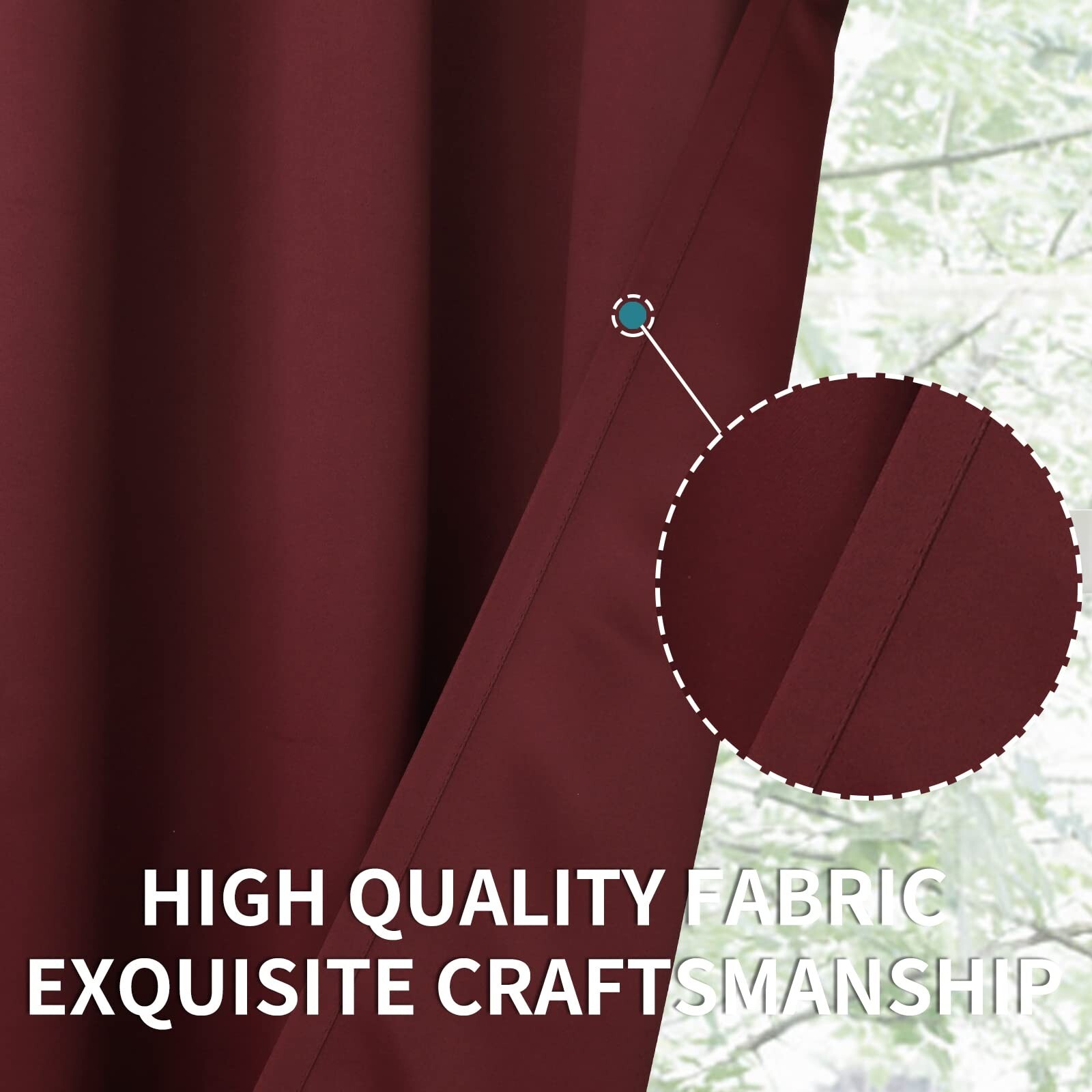 BGment Rod Pocket Burgundy Blackout Curtains for Living Room 84 Inches Long -…