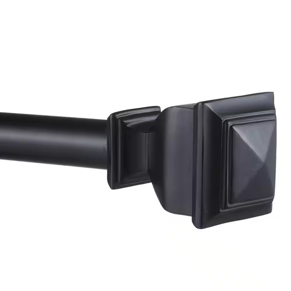 Napoleon 66 In. – 120 In. Adjustable 1 In. Single Curtain Rod Kit in Matte Black
