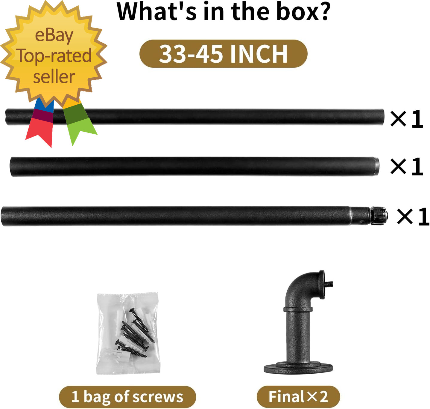 Industrial Curtain Rods for Windows 28 to 48 Inches, Blackout Wrap around Curtai