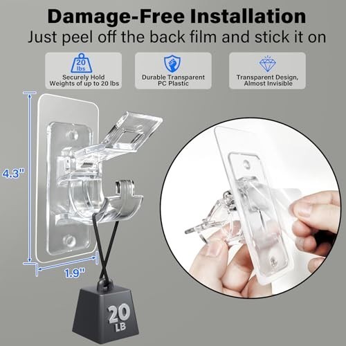 24-Pack Self Adhesive Curtain Rod Holders, No Drill Hooks for Home Decor