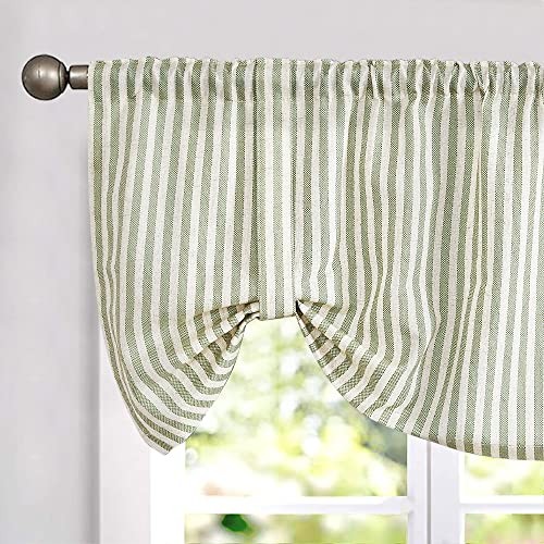Tie Up Linen Textured 50″W x 18″L (Pack of 1) Pinstripe | Sage Green on Beige