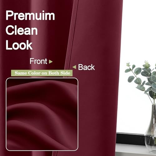 Sally Short Blackout Curtains for Bedroom 40″W x 54″L (Pack of 2) Burgundy