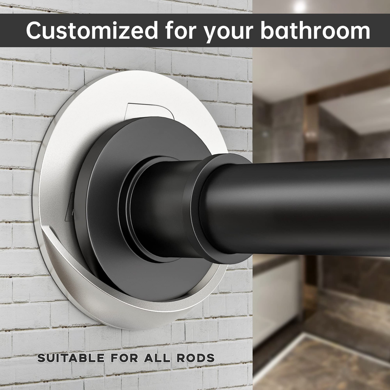 BRIOFOX Shower Curtain Rod Holder 3M 3.25 inches x inches, Nickel