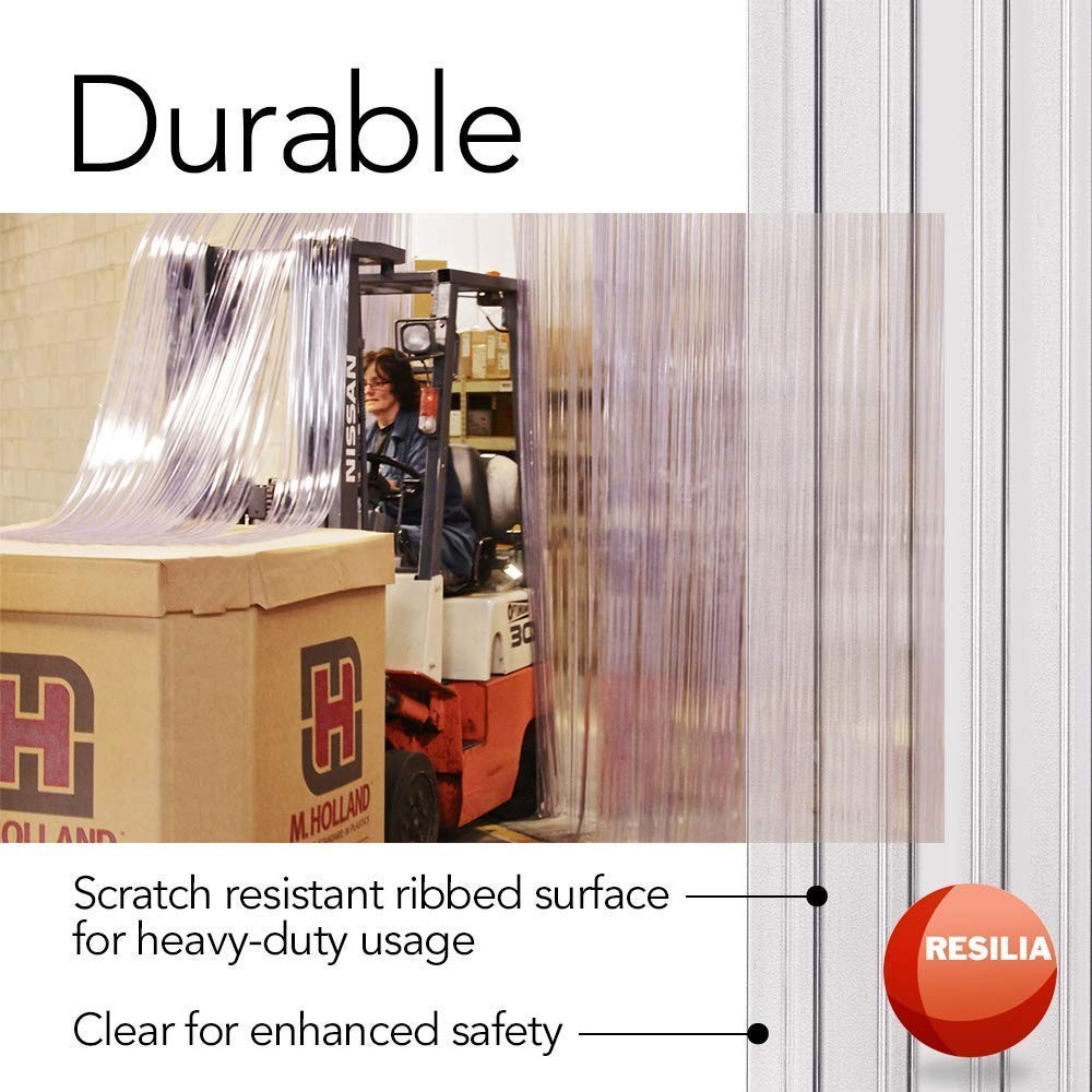 Clear Vinyl Strip Curtain for Warehouse Doors – Single 8″x8′