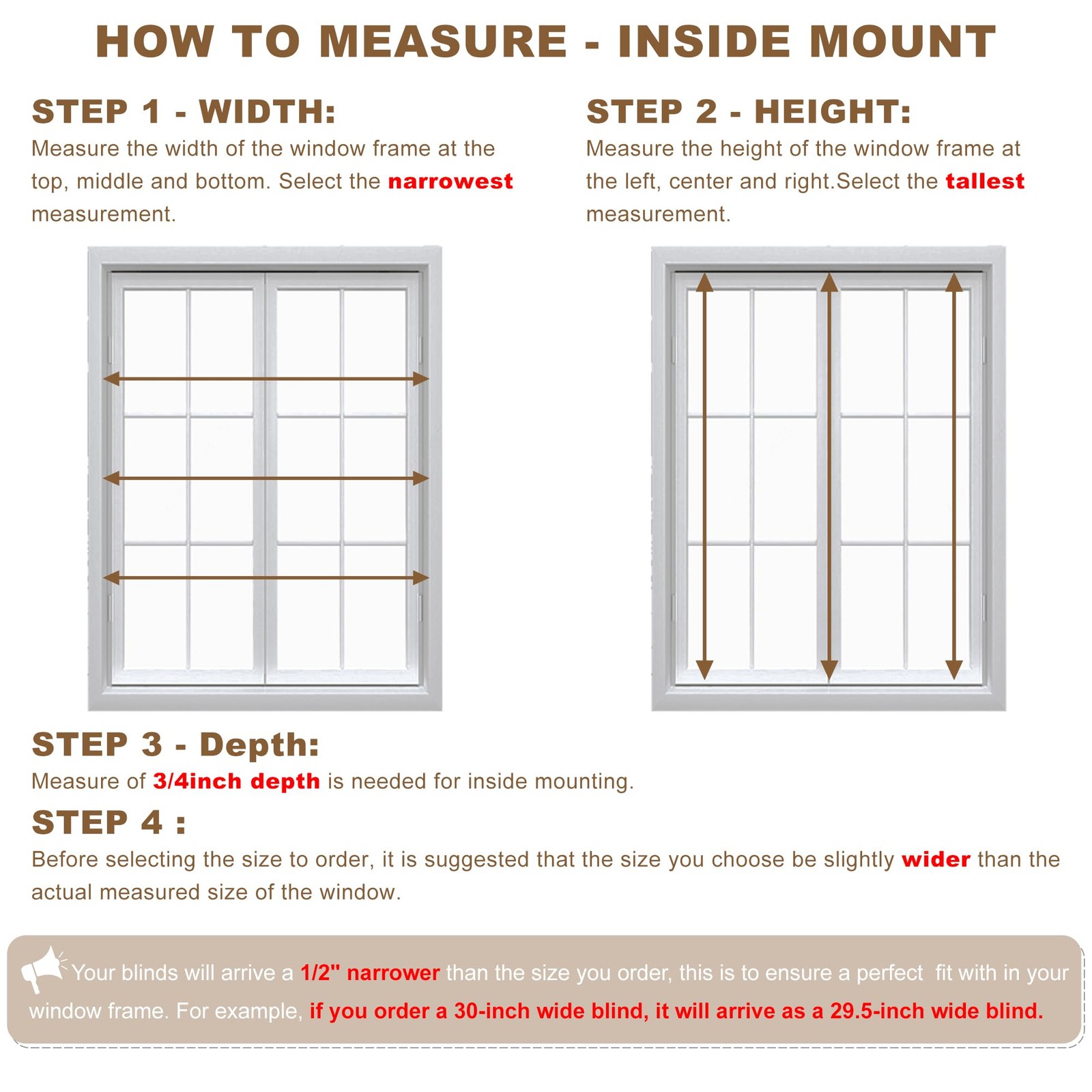 Window Blinds, 2” Cordless Blind for Indoor Windows, 35″ W X 64″ H Mini Blin…