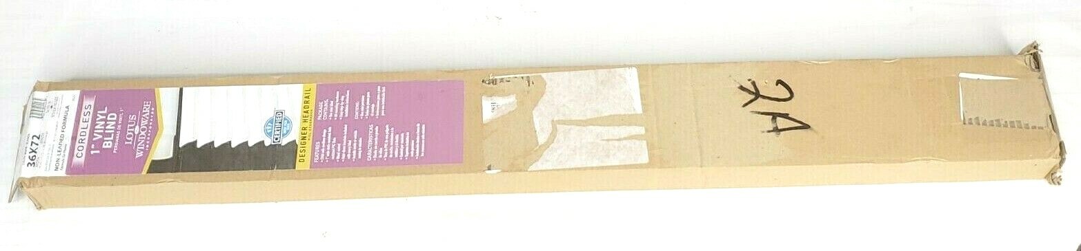 Lotus & Windoware 1″ White Cordless Blind 36×72 Brand New Open Box Free Shipping