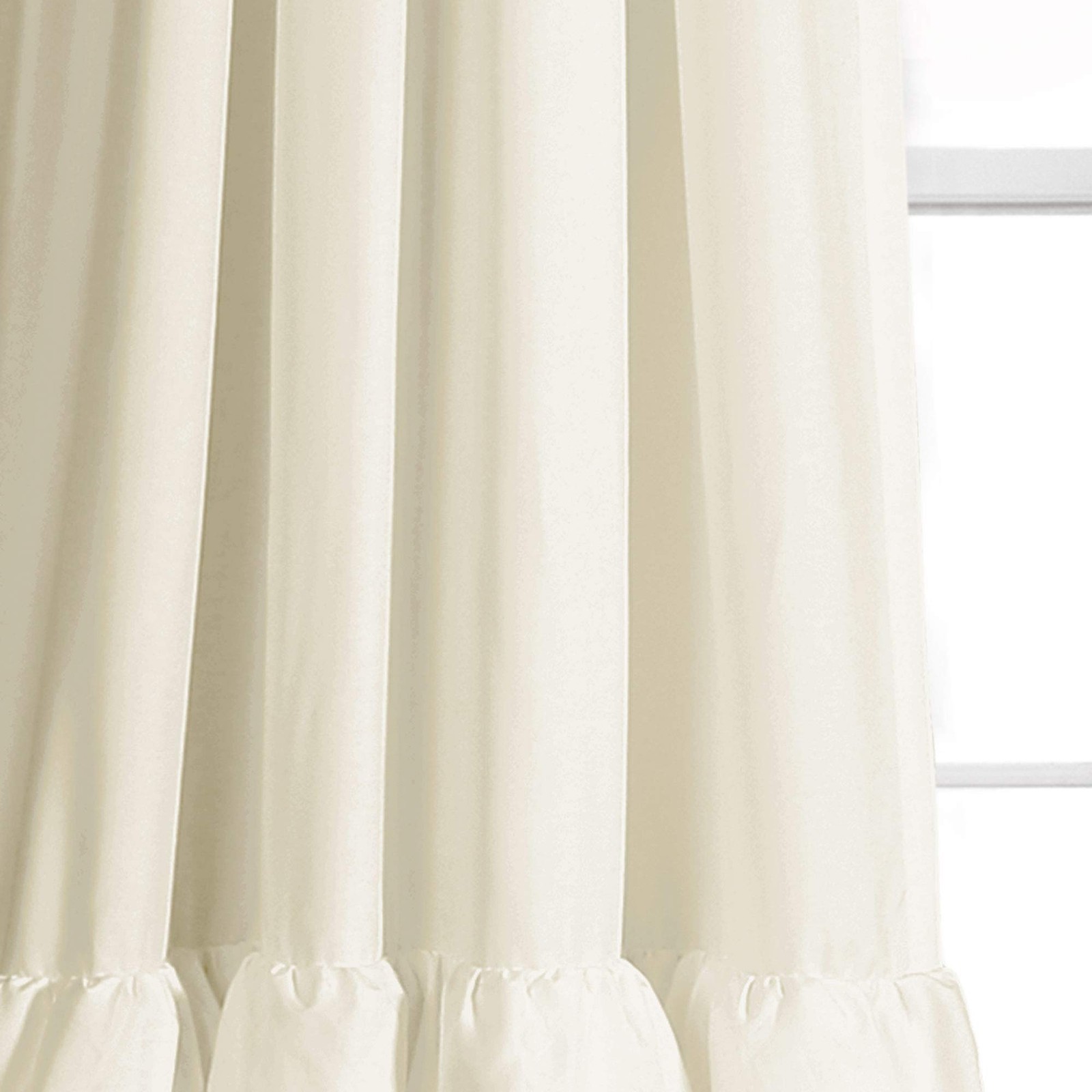 Allison Ruffle Light Filtering Window Curtain Panels Pair 40″ W x 63″ L Ivory…
