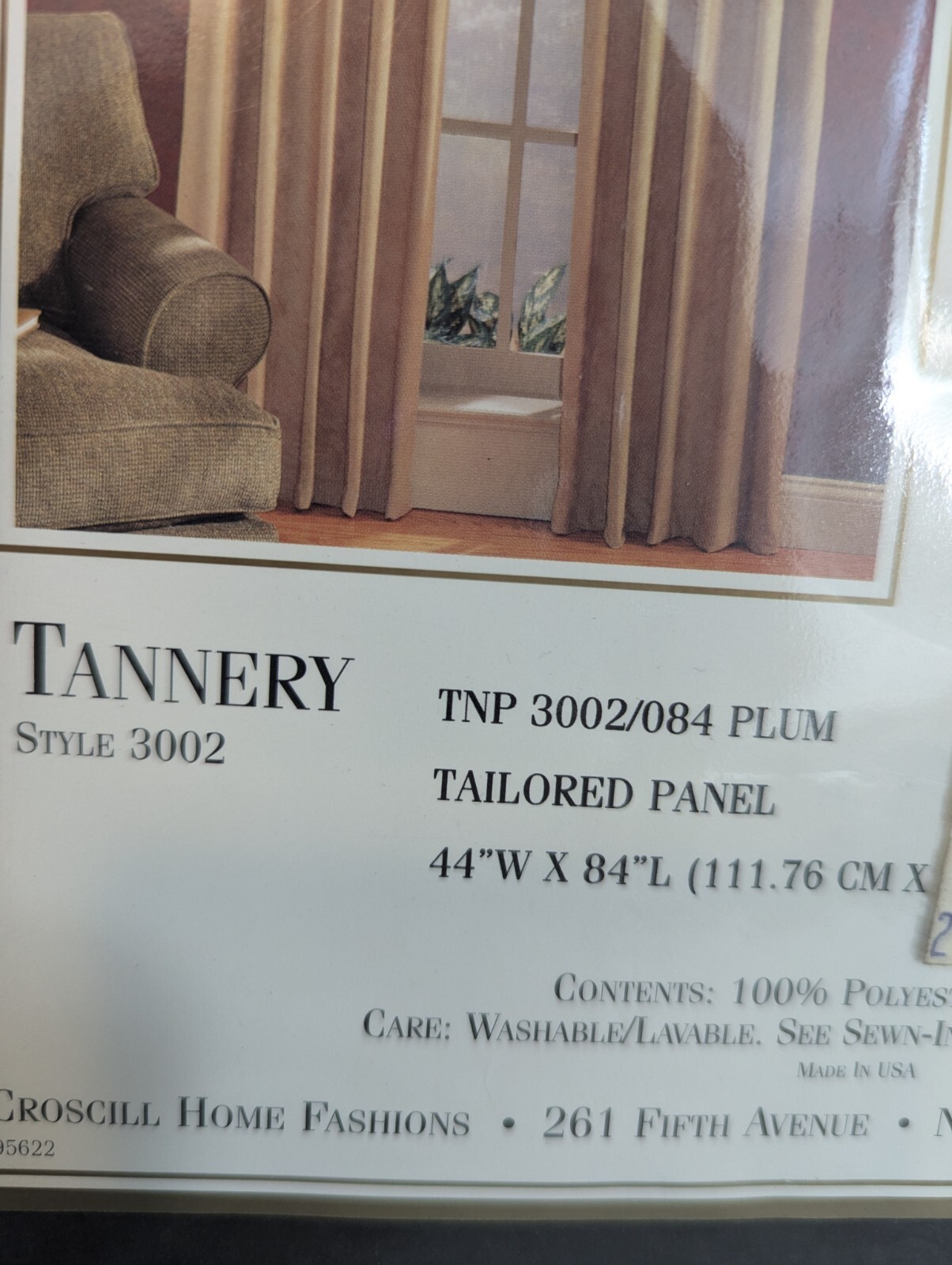 One (1) Croscill Home Tailored Panel 44 x 84 Plum Tannery ~ Velour Velvet Suede