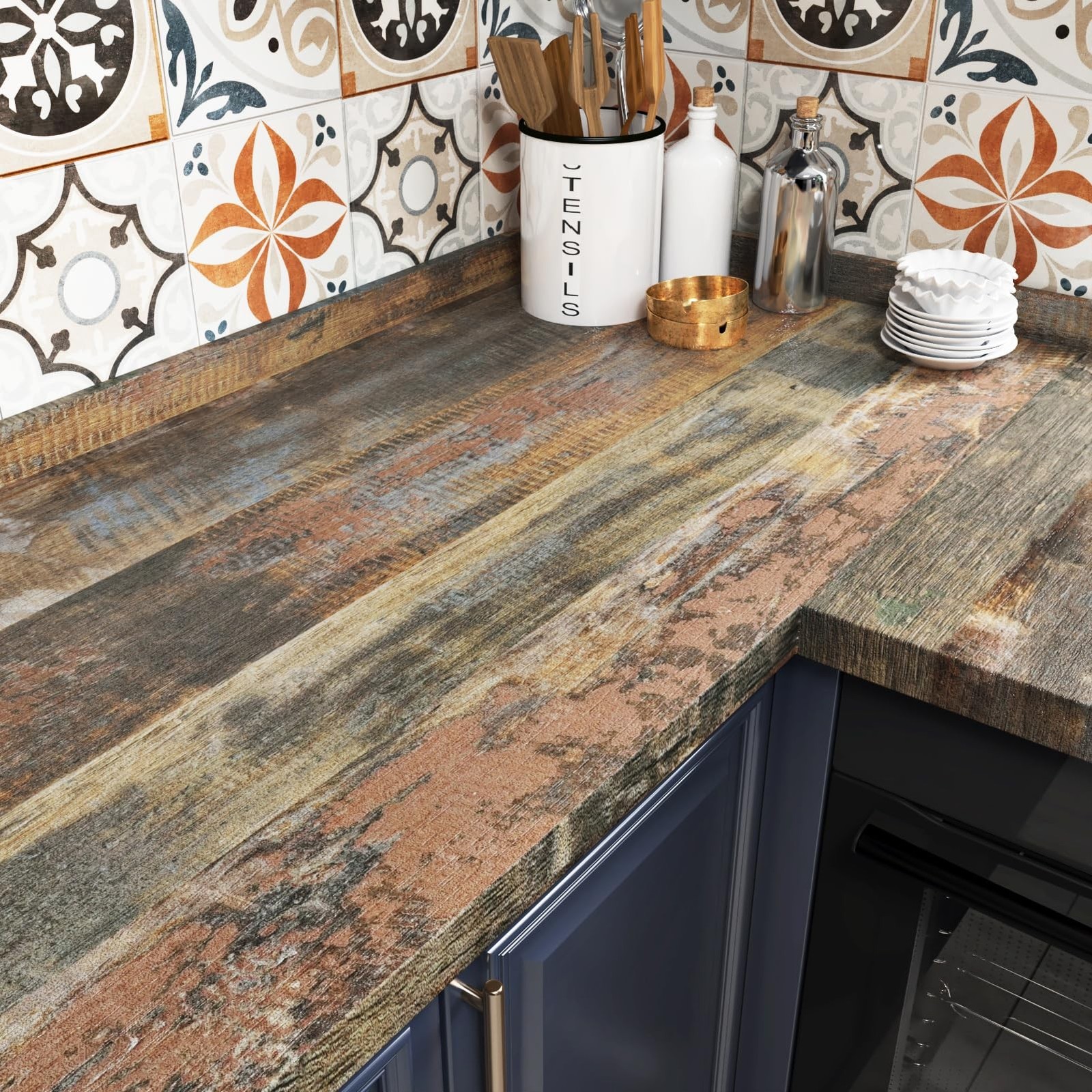 Brown Wood Contact Paper for Countertops Waterproof Shiplap Peel and Stick Wa…