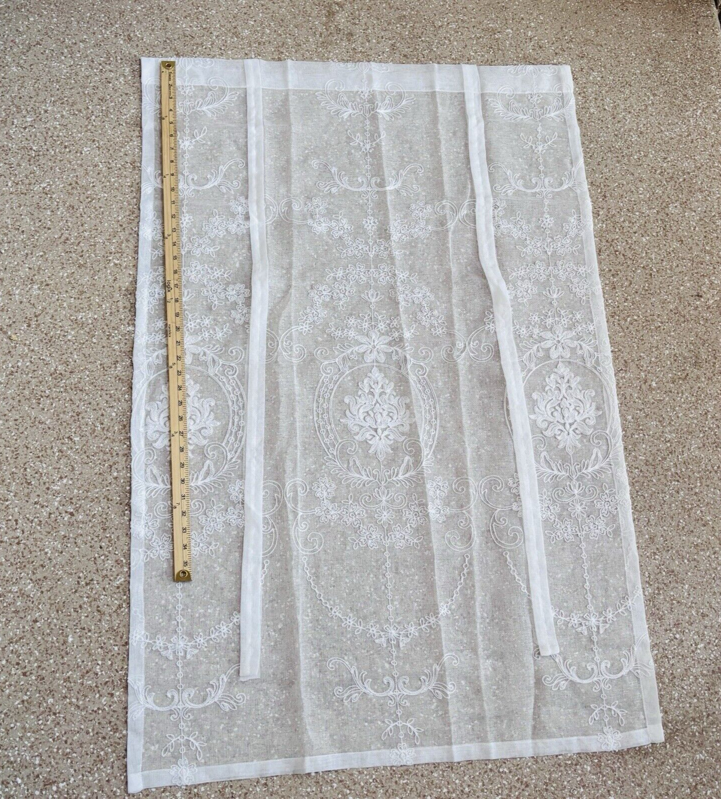 1 pc White Sheer Curtains With Embroidered Flower Pattern 47” L X 31” W E1-773