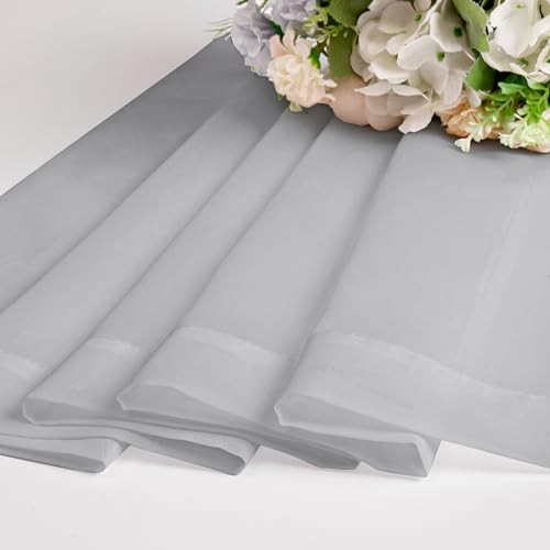 Sheer Valances for Windows 2 Pack, Small 42″W x 14″L (Pack of 2) Light Grey