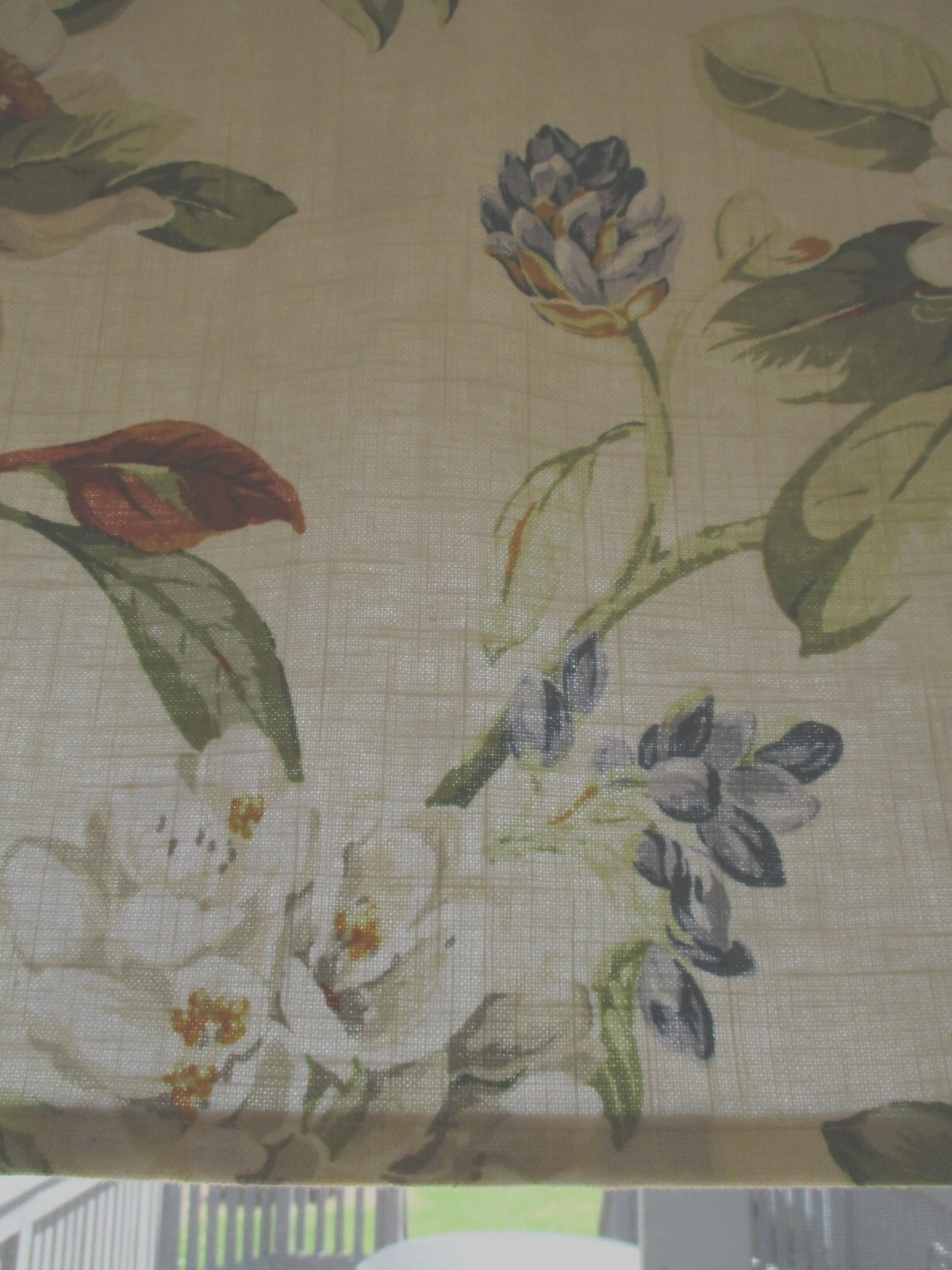 7 AVAILABLE Linen Blend Floral Valance Custom 16″ x 52″ Cream Green