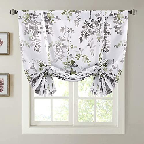 Blackout Tie Up Curtain – Thermal Insulated 42″W x 63″L (Pack of 1) Grey/Sage