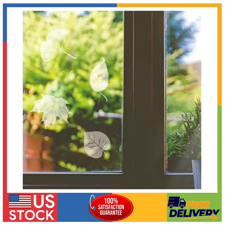 52 Large Leaf Anti-Collision Window Clings to Prevent Bird Strikes Non-Adhesive