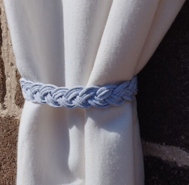 Light grey braided Cord Curtain Tiebacks, Curtain holder, Curtain holdback