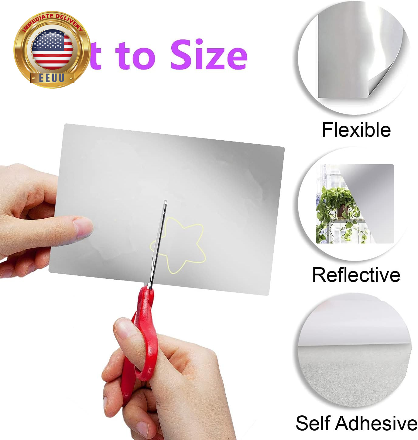 4 Pieces Flexible Cut to Size Mirror Sheet 6″ X 9″, Self Adhesive Non Glass Mirr