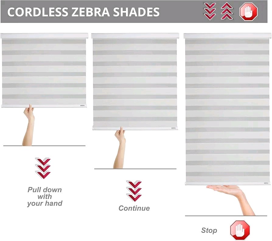 5 Count Cordless Zebra Window Shades, Indoor Blinds, Guard Blinds, W 57″ X H 72″