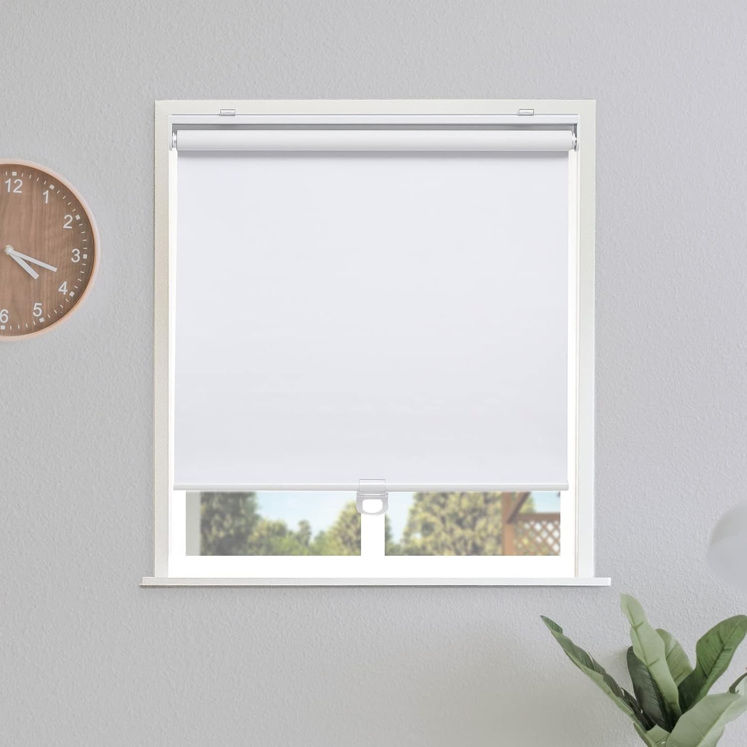 White Cordless Blackout Roller Shades 23″W x 72″H – Elegant Thermal Insulation