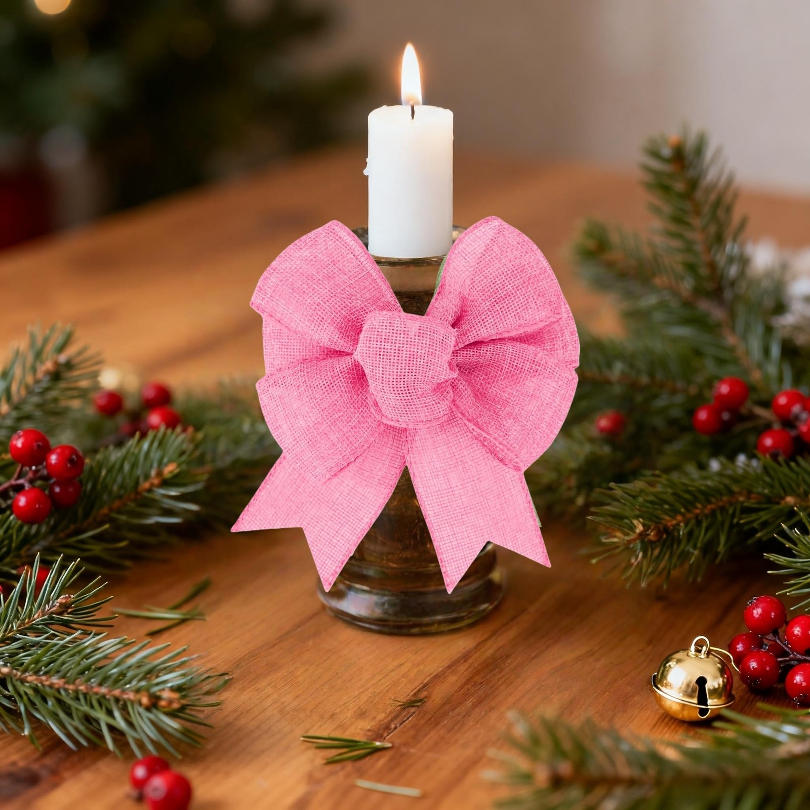 8 PCS 6 Inch Wired Pink Bows Premade Decorative Easter Wreaths Front Door