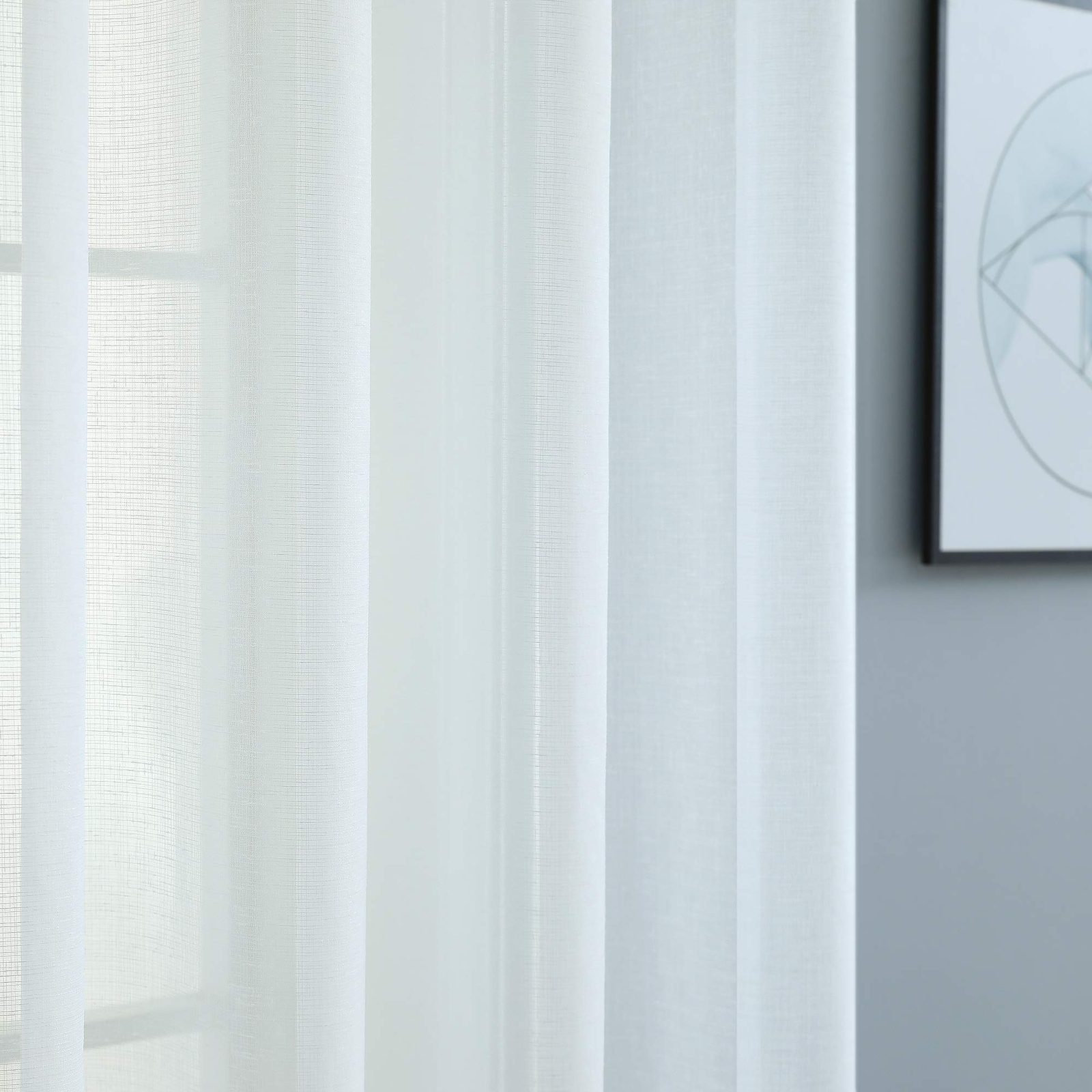 White Sheer Curtains 96 Inches Long For Living Room Decor 2 Panels Grommet Faux