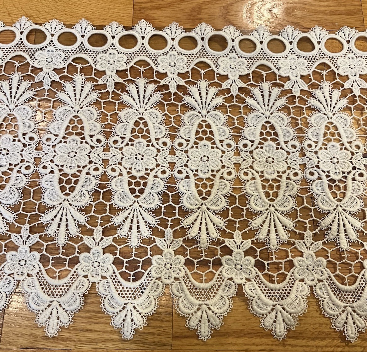 Lace Macrame Curtain Medallion Boho Style Window Fabric 15.25” W X 160”Long