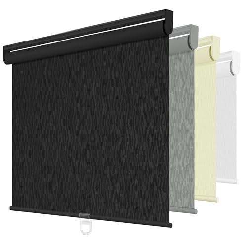 out Roller Shades for Windows, Striped Pattern Cordless Pull 20″W x 72″H Black