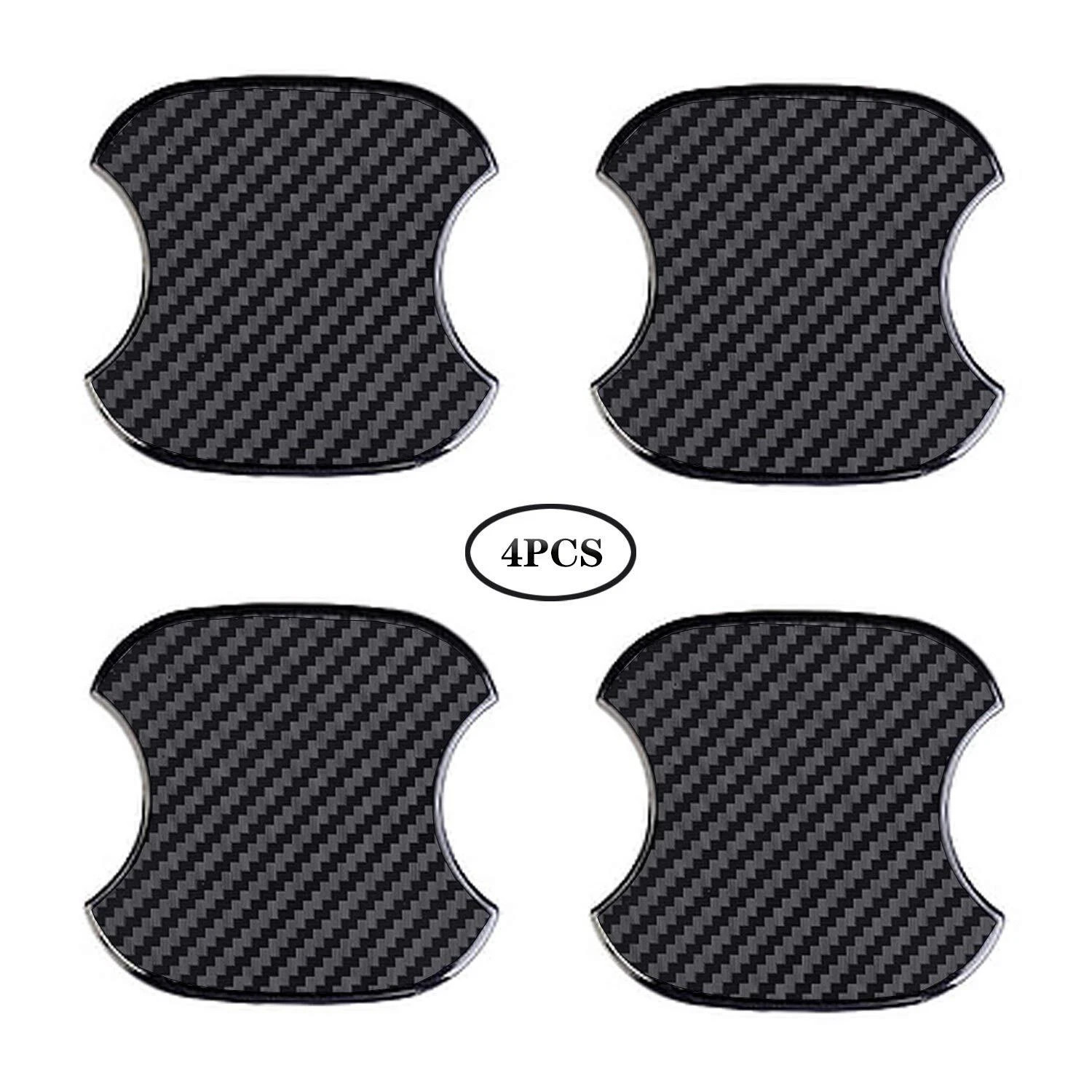 4 Pcs Universal 3D Carbon Fiber Car Door Handle Paint Scratch Protector Sticker