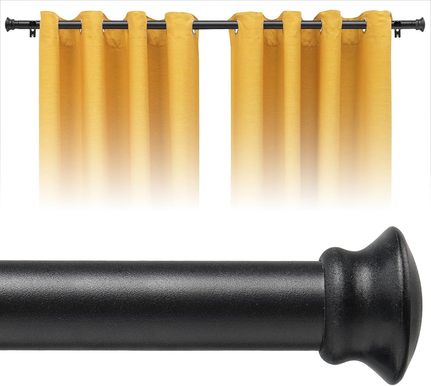 Adjustable Curtain Rods 45-72 Inches, Black Window Curtain Rod for Bedroom, 1