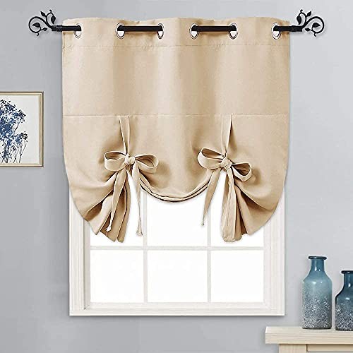 Beige Tie up Shade – Window Valance for 42″W x 45″L (Pack of 1) Biscotti Beige