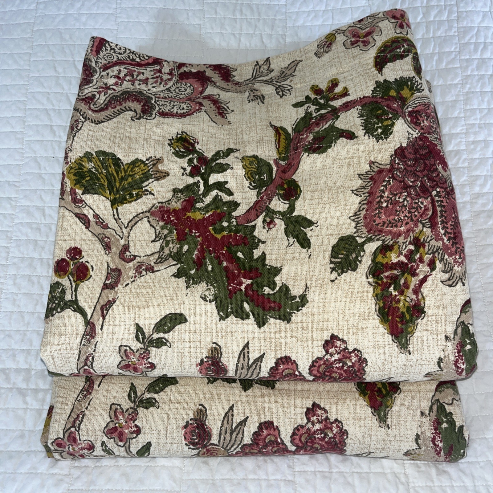2 Rose Tree Palampore Floral Jacobean Lined Curtain Panels Burgundy 49×86”