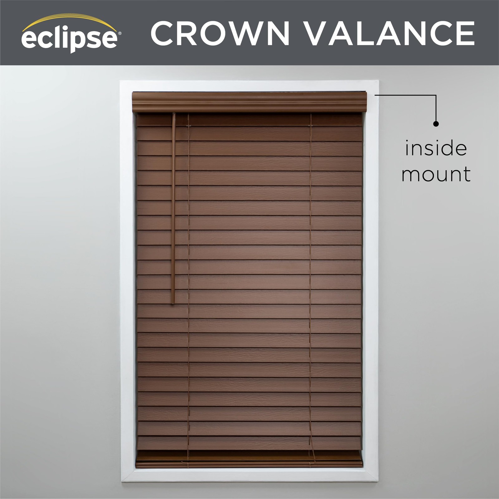 Eclipse 2In. Faux Wood Blinds 21W X 72L In Dark Oak – Blinds Certified