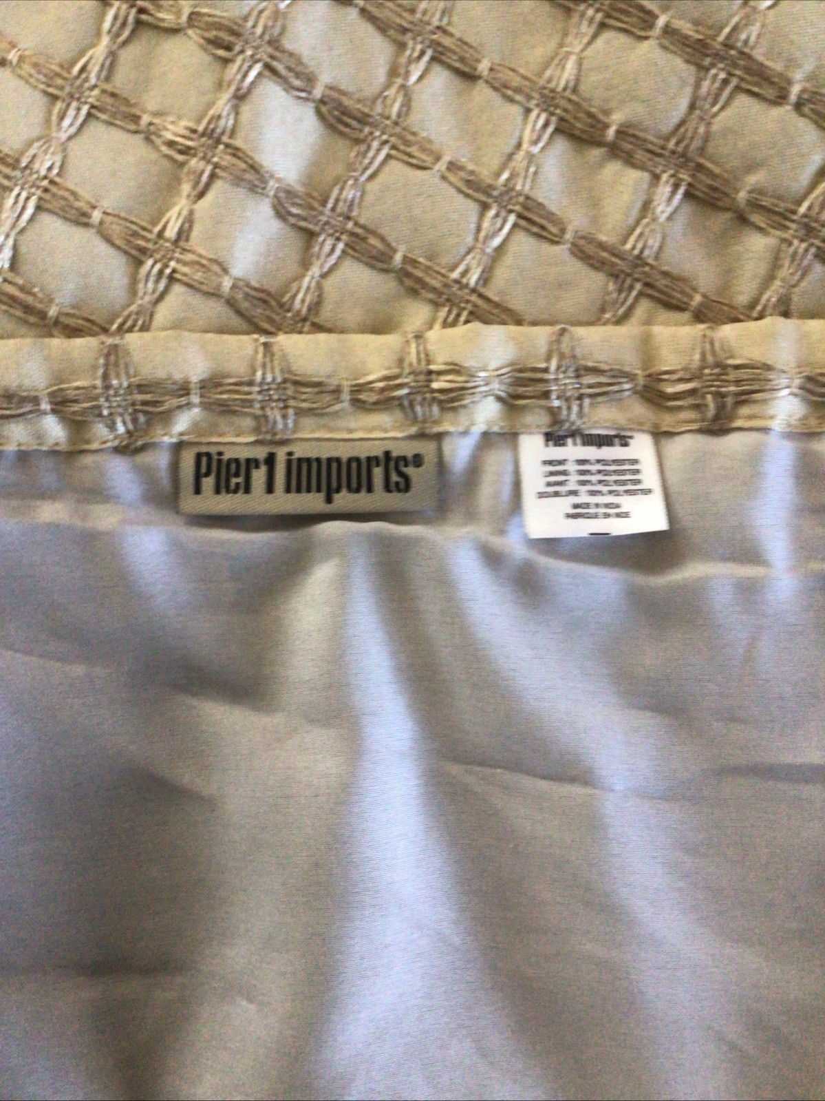 Pier 1 Jute Waffle Panel Set Textured Lined Window Curtain Panels 82 x 48