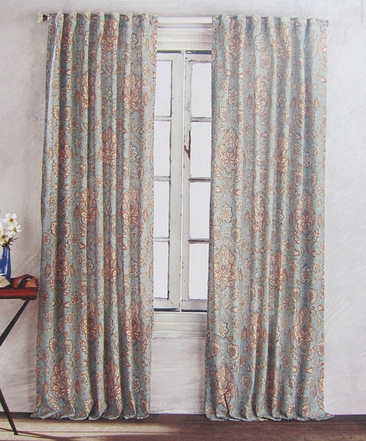 Set Of 2 Cynthia Rowley Luisa Jacobean Linen Blend 52×96 Floral Curtain Panels