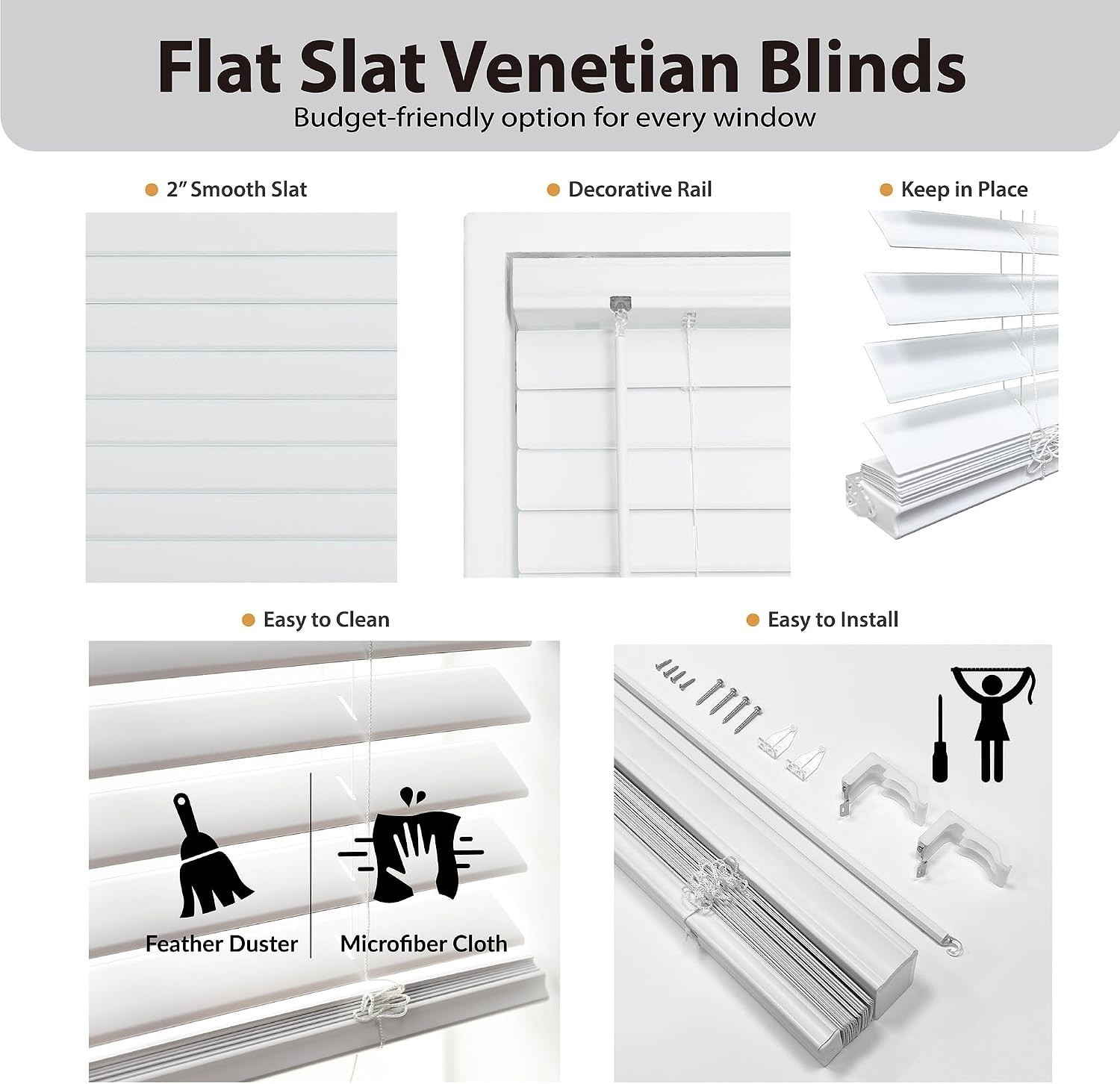 Sleek Semi-Sheer 2″ Cordless Vinyl Blinds 35″ W x 64″ H – Modern Aesthetic