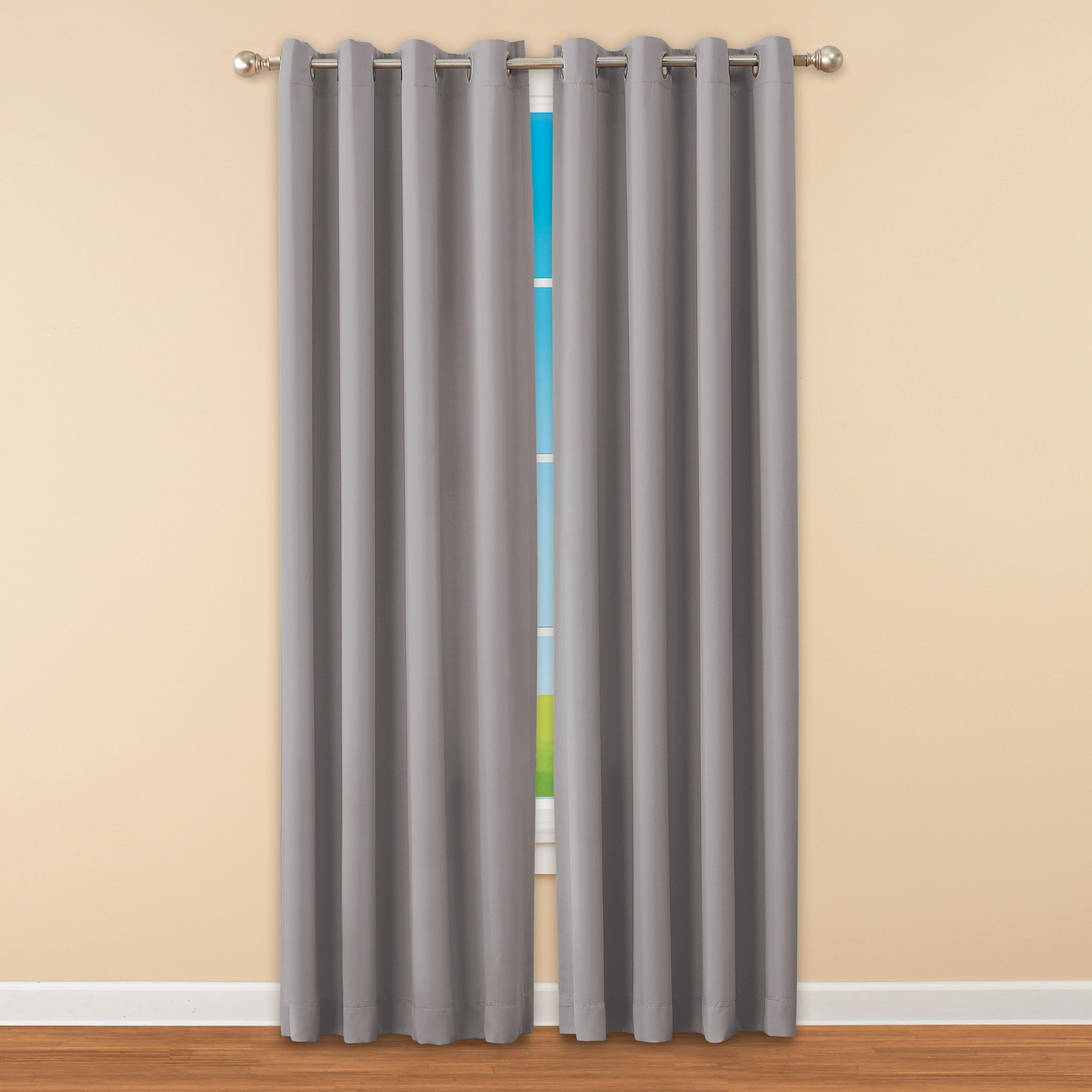 Madison Double-Blackout Grommet Curtain Pair, 40″W x 96″L per panel Stone Grey