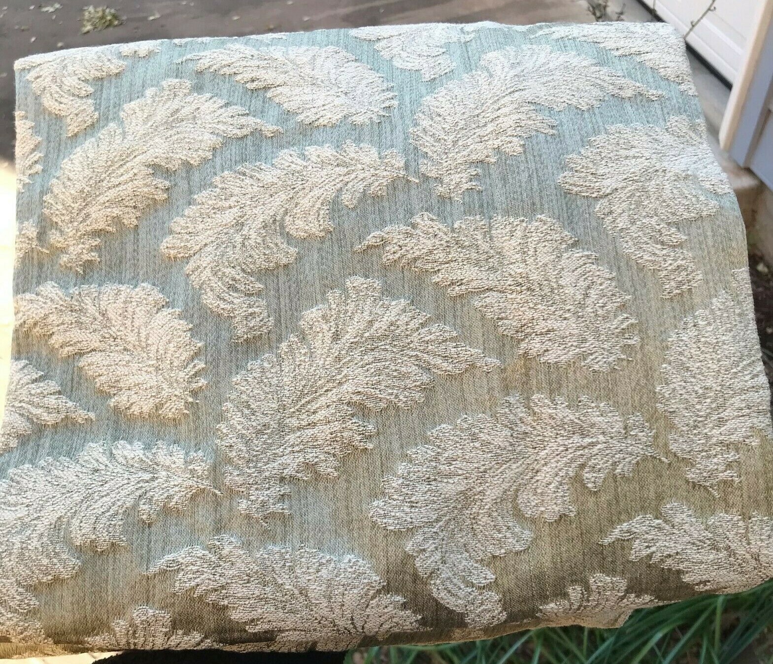 Sage Green/ Ivory Park B. Smith Curtain Pair 75% Cotton with Feather Pattern