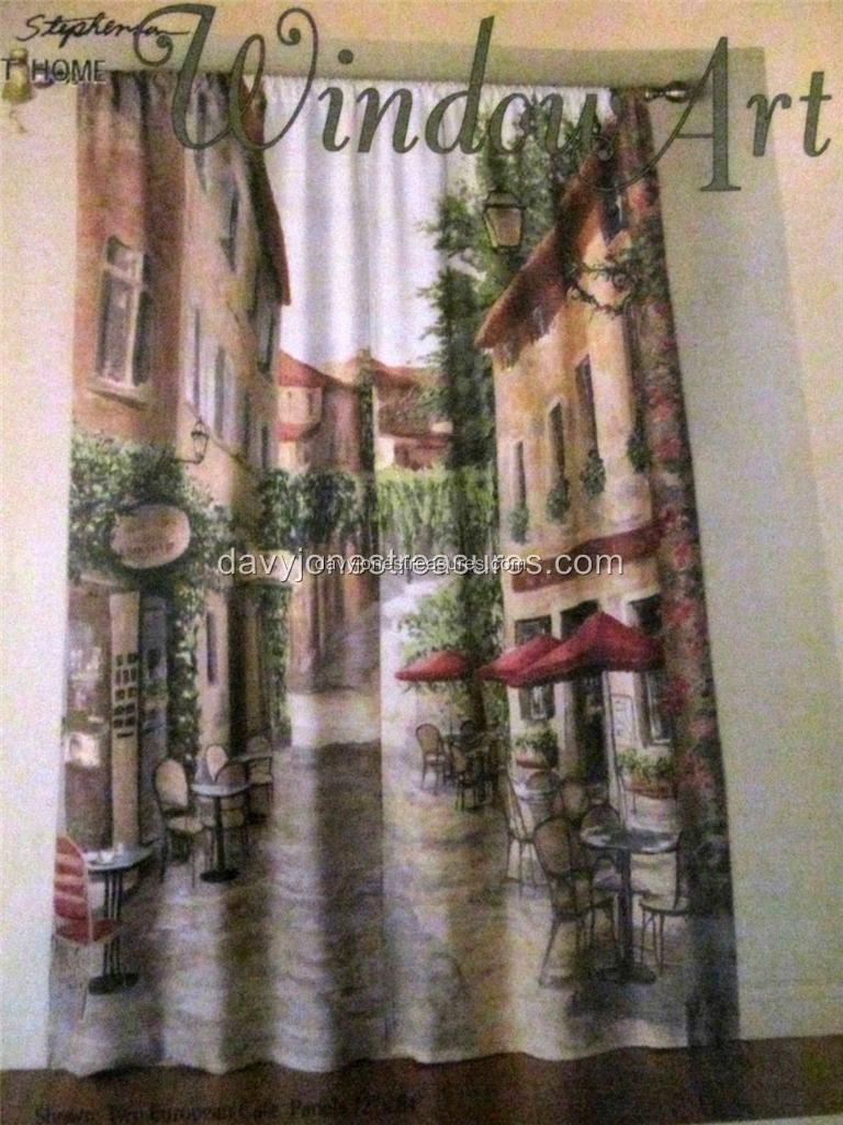 Window Art Mural EUROPEAN CAFE 2 Panels Total Overall 66 in x 84 in Poly Blend