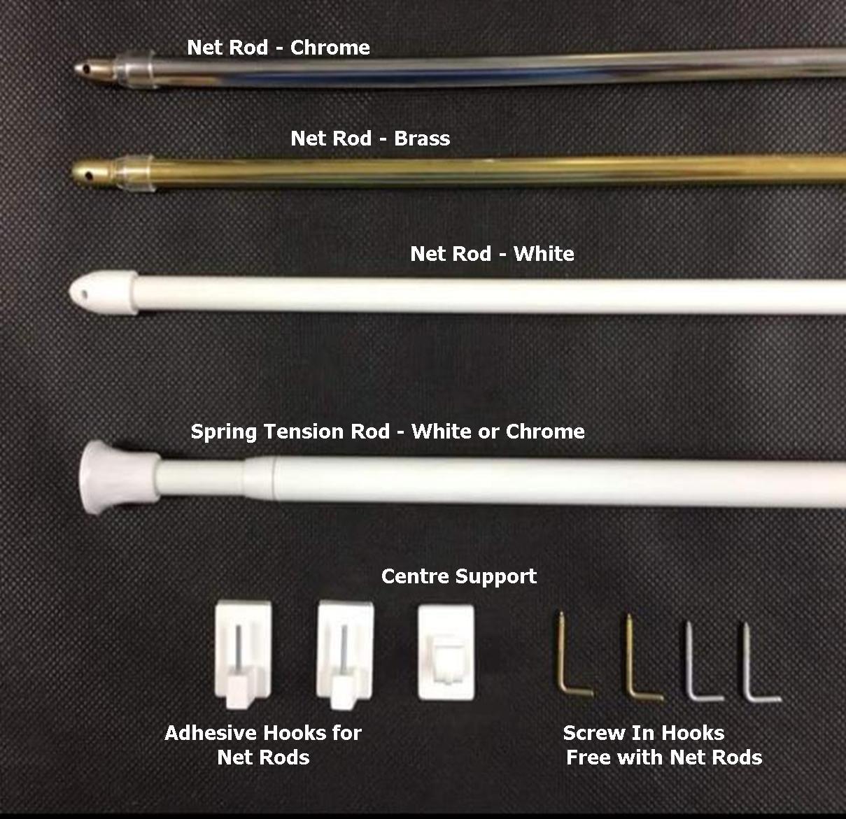 Caravan Motor home Voile Net Curtain Tension Rods or Net Rods Ext Pole 29 sizes